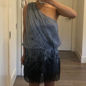 Max Azria/Leon Max One Shoulder Silk Dress